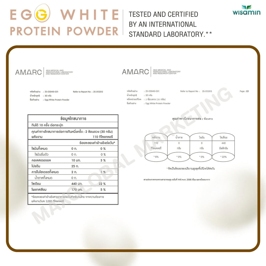 WISAMIN Egg White Protein Powder | 1 Bottle (300g) | Halal Certified | Lactose-Free | Gluten-Free | Soy-Free