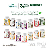 WISAMIN Plant Protein Formula 4 | Protein tinggi 18-22g | 900g 2LBS | 14 Perisa | Diperakui Halal | Organik | Campuran Probiotik & Vitamin-Mineral
