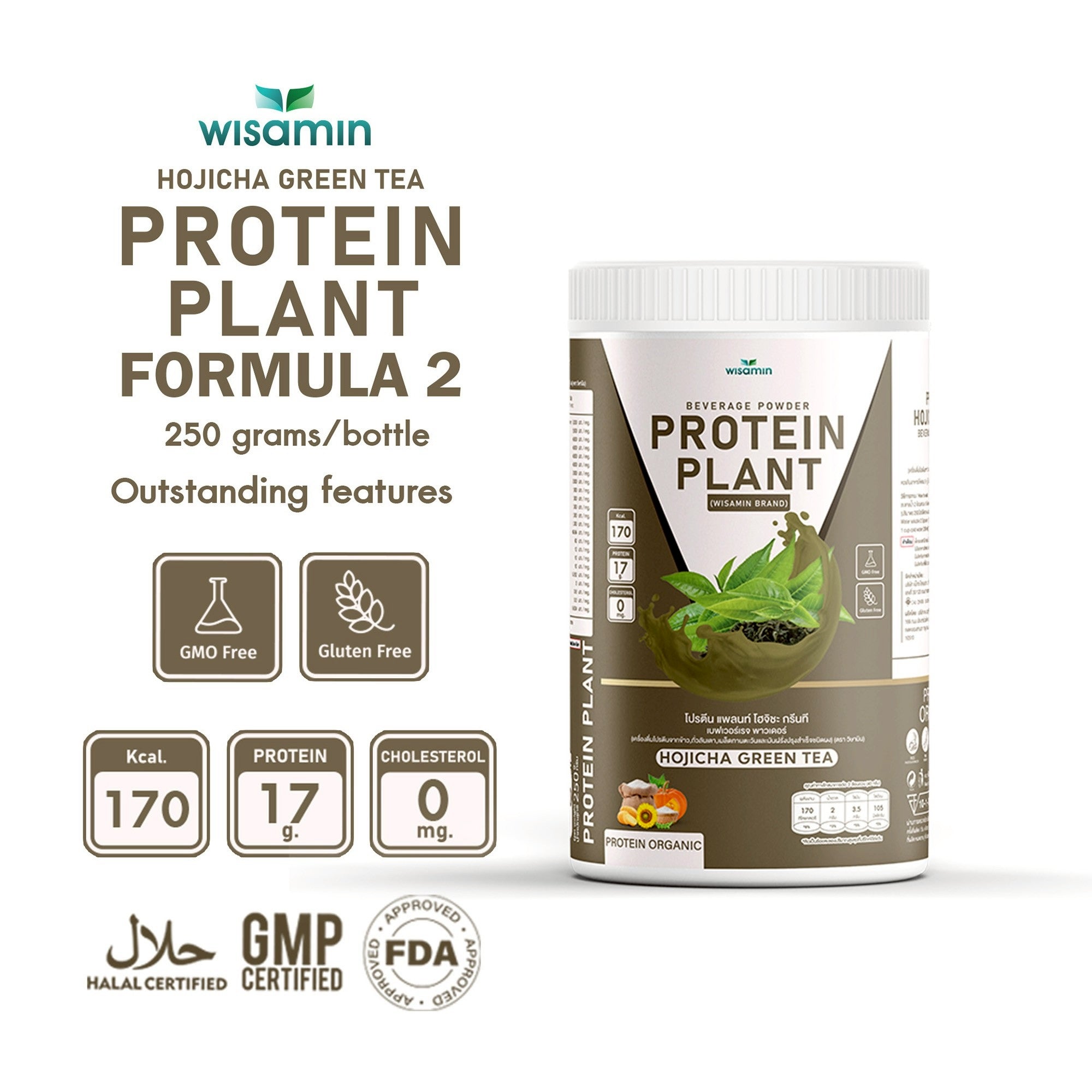 WISAMIN Formula Protein Tumbuhan 2 | Protein tinggi 16-17g | 8 Perisa | 250g | Organik | Halal | Bebas Soya | Bukan GMO | Tiada Gula Tambahan