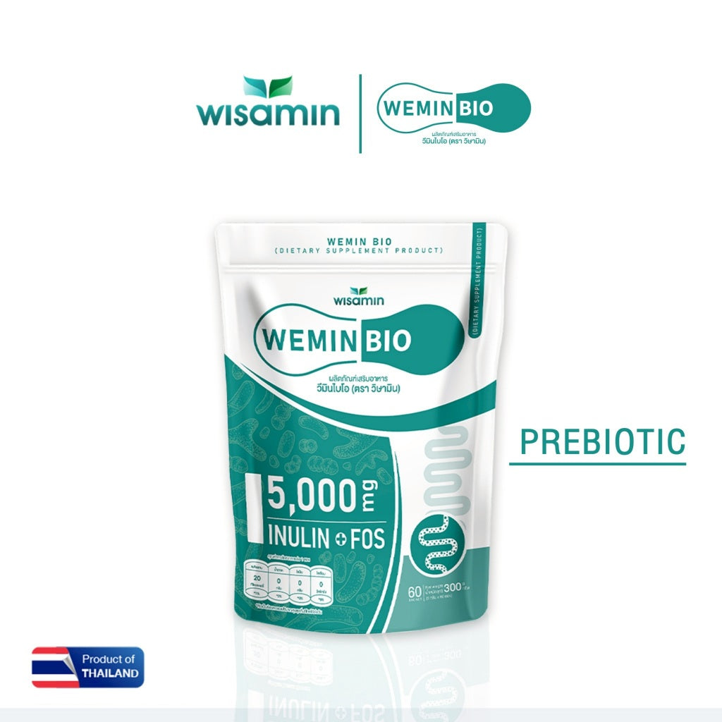 WISAMIN Wemin Bio | Prebiotics Inulin + FOS | Dietary Supplement | Halal Certified | 1 Bag (60 Sachets)