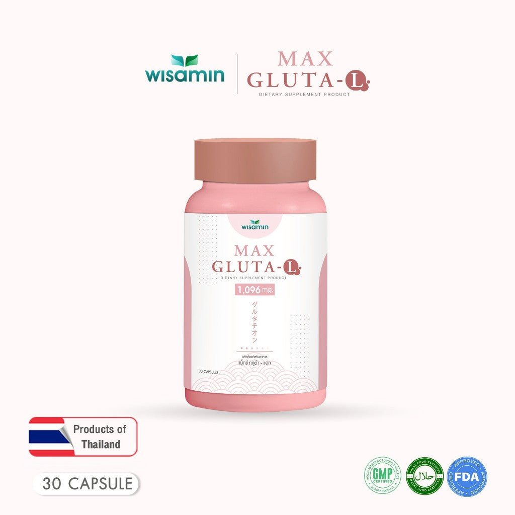WISAMIN MAX GLUTA-L 1,000 mg per Capsule | Halal Certified | 1 Bottle 30 Capsules | Dietary Supplement
