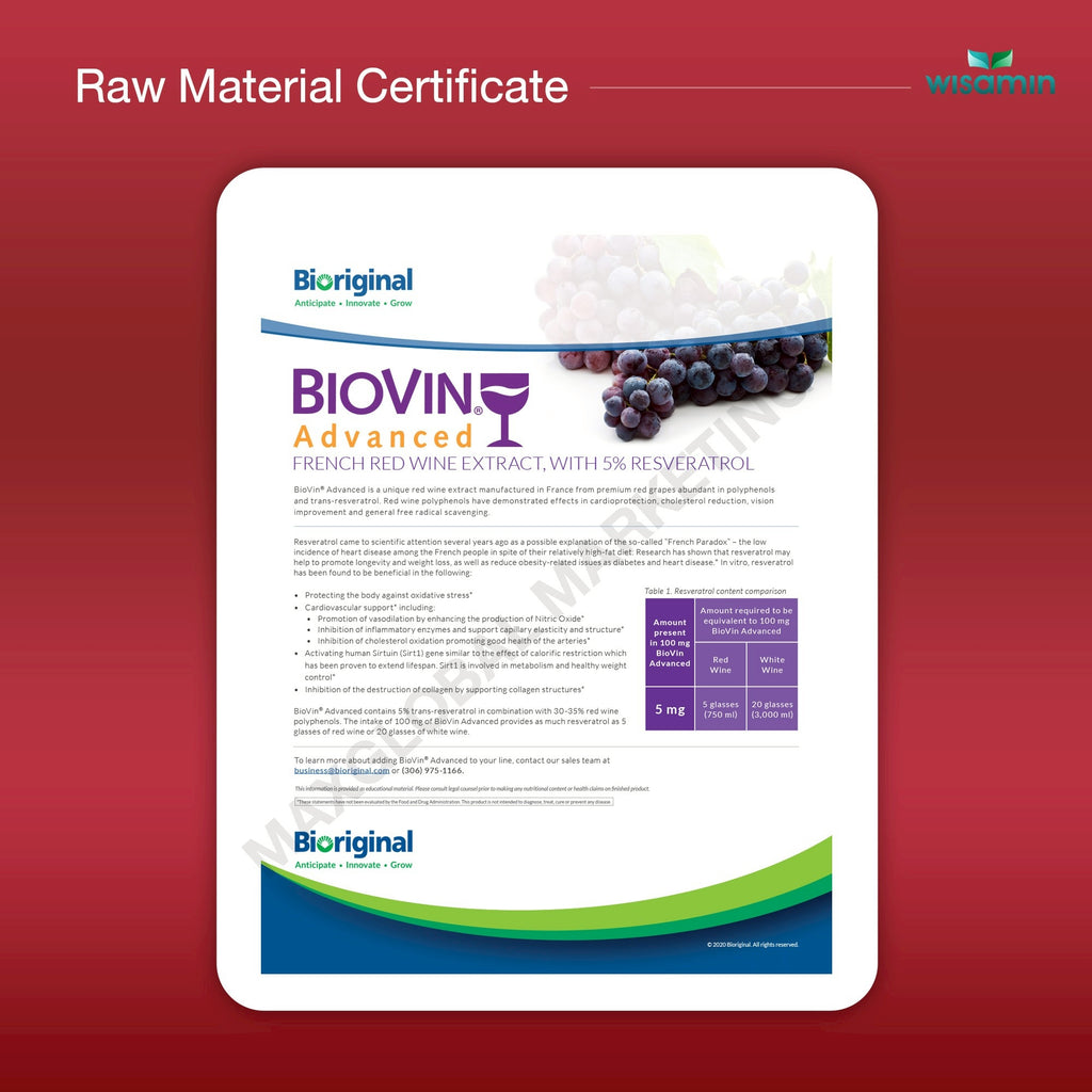 WISAMIN Resveratrol from Grape Skin Extract Capsule | Halal Certified | 1 Bottle 30 Capsules