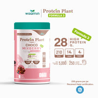 WISAMIN Formula Protein Tumbuhan 3 | Protein tinggi 25-28g | Dengan Peptida Kolagen & L-Glutathione | 250g | 11 Perisa | Disahkan Halal | Organik