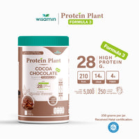 WISAMIN Formula Protein Tumbuhan 3 | Protein tinggi 25-28g | Dengan Peptida Kolagen & L-Glutathione | 250g | 11 Perisa | Disahkan Halal | Organik