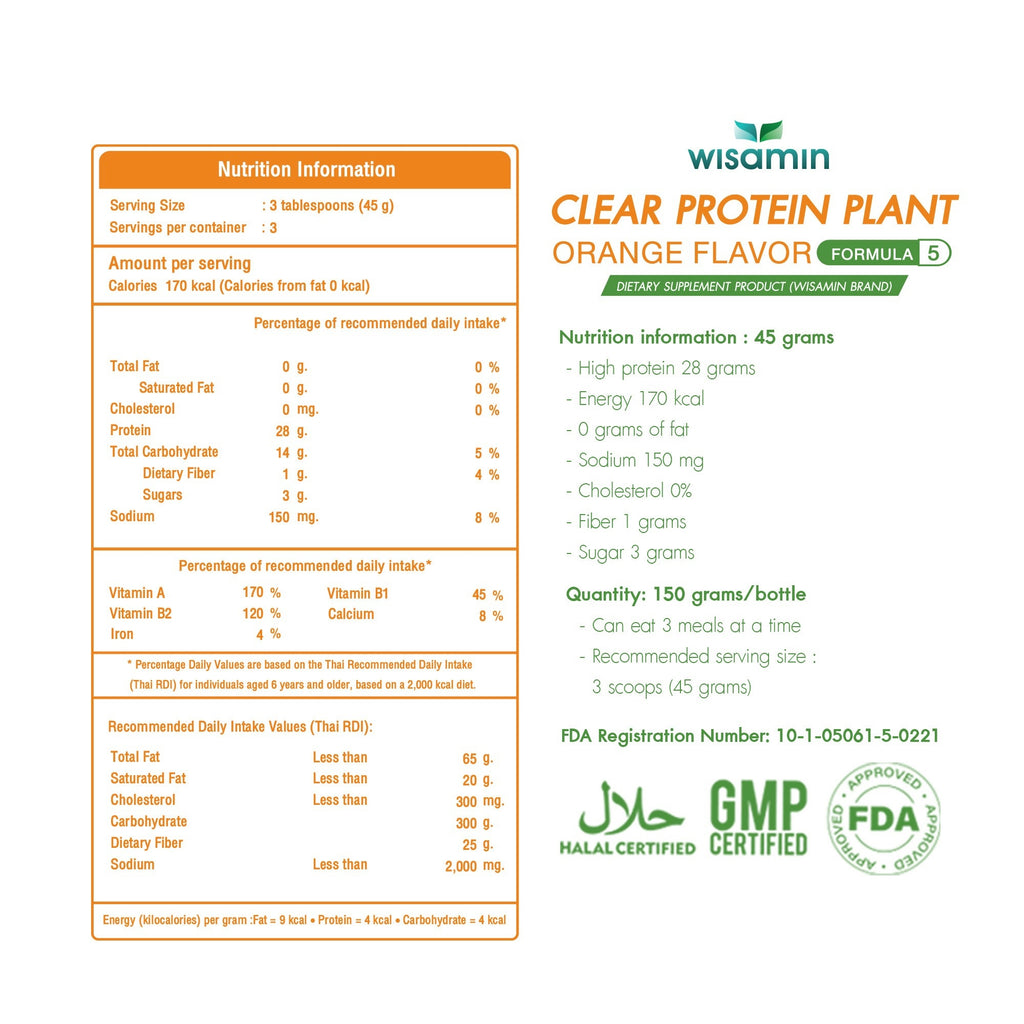 WISAMIN Clear Plant Protein Peptide Formula 5 | 150g | 5 Flavors | Halal Certified | Gluten-Free | Non-GMO