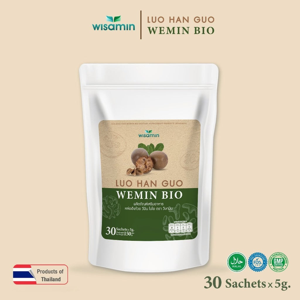 WISAMIN Luo Han Guo Wemin Bio | Luo Han Guo + Prebiotics | Dietary Supplement | Halal | Keto | 30 Sachets per Bag
