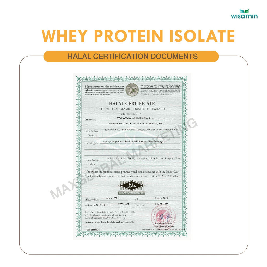WISAMIN Whey Protein Isolate | 225g per Jar | 11 Flavors | Halal Certified | Non-GMO | Gluten-Free