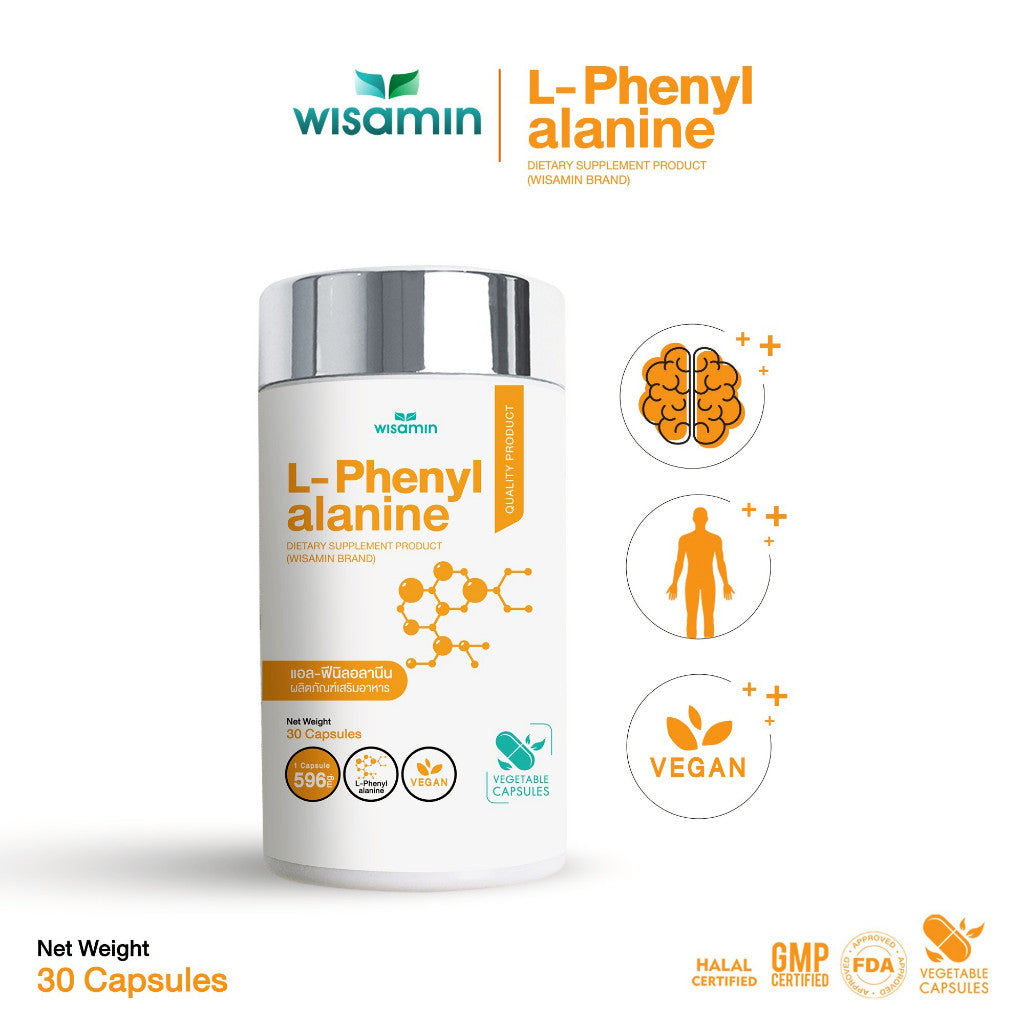 WISAMIN L-Phenylalanine 500mg | 30 Capsules | Vegan | Halal Certified
