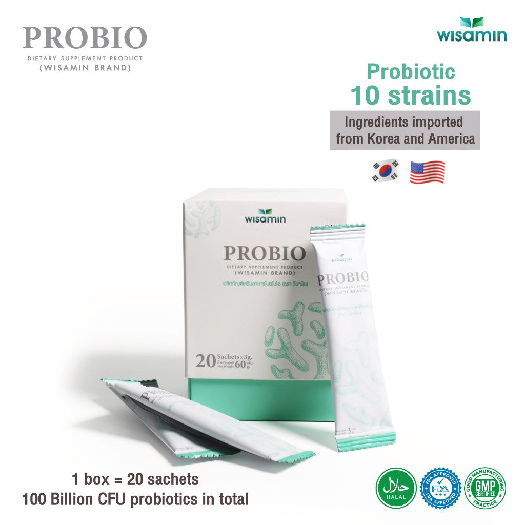 WISAMIN Probiotic | 3 Formula Options | 10 Probiotic Strains | 100 Billion CFU | Halal Certified | 1 Box 20 Sachets