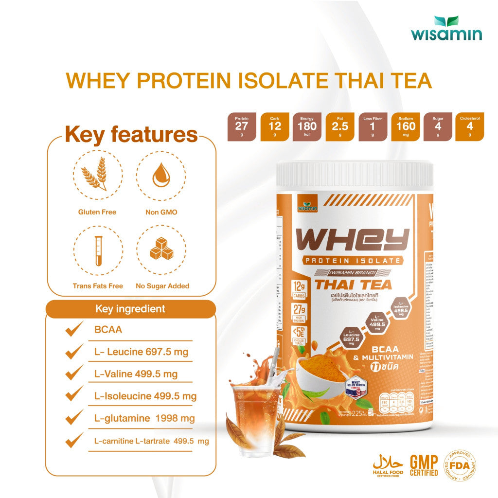 WISAMIN Whey Protein Isolate | 225g per Jar | 11 Flavors | Halal Certified | Non-GMO | Gluten-Free