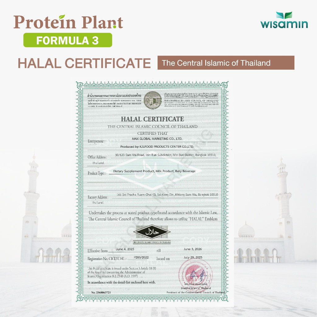 WISAMIN Plant Protein Formula 3 | 2.27 kg (5 lb) | 11 Flavors | Halal | Organic | Collagen Peptide | L-Glutathione