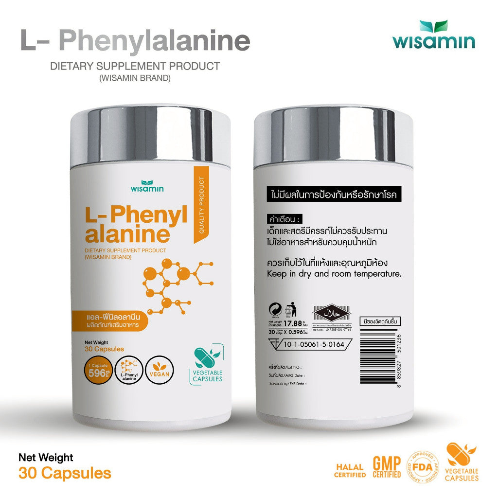 WISAMIN L-Phenylalanine 500mg | 30 Capsules | Vegan | Halal Certified