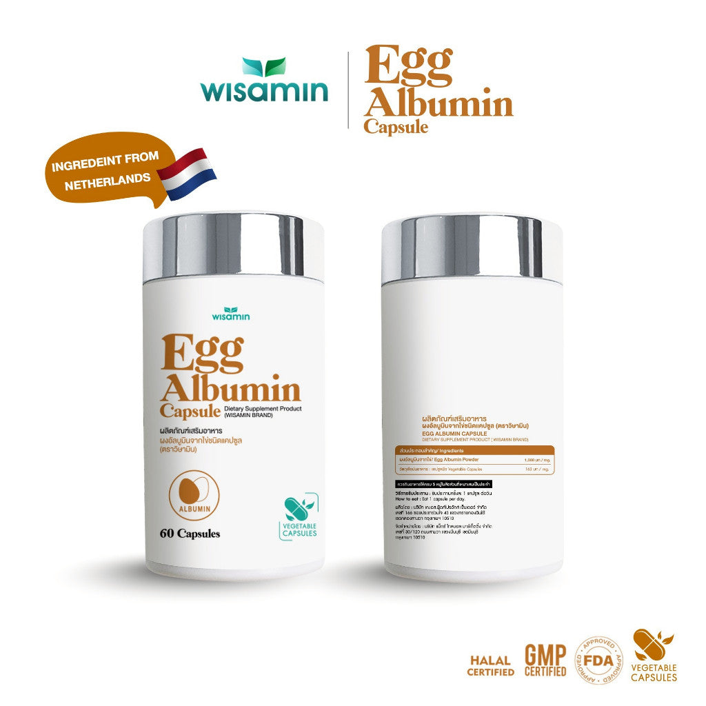WISAMIN Egg Albumin Capsule 1,163 mg per Capsule | Halal Certified | 1 Bottle 60 Capsules