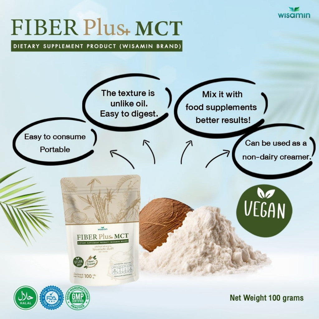 WISAMIN Fiber Plus MCT Creamer 100g | Halal Certified | Fiber & MCT Blend