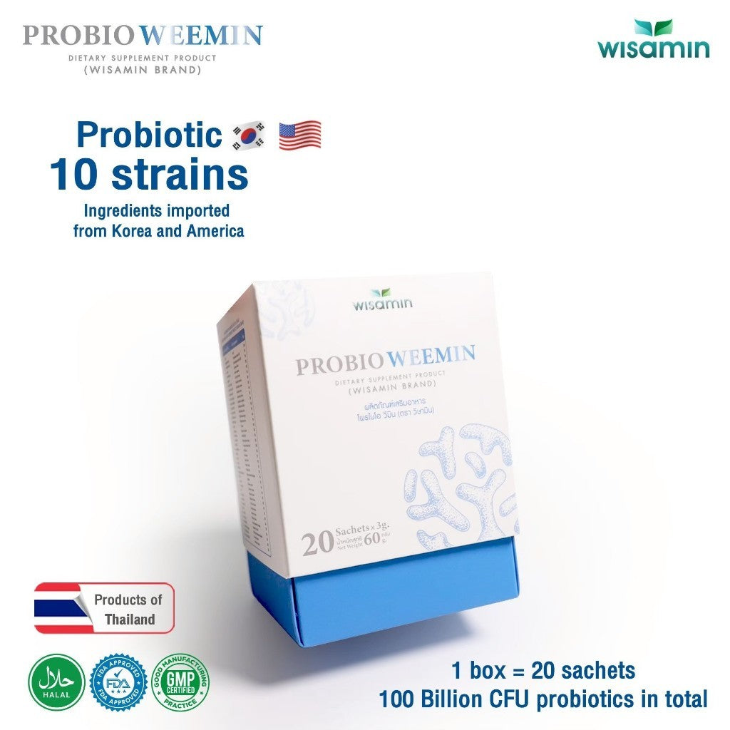 WISAMIN Probiotic | 3 Formula Options | 10 Probiotic Strains | 100 Billion CFU | Halal Certified | 1 Box 20 Sachets