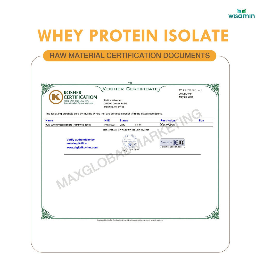 WISAMIN Whey Protein Isolate | 225g per Jar | 11 Flavors | Halal Certified | Non-GMO | Gluten-Free