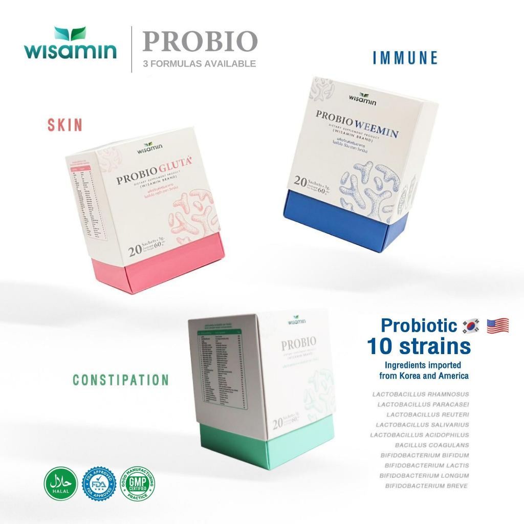 WISAMIN Probiotic | 3 Formula Options | 10 Probiotic Strains | 100 Billion CFU | Halal Certified | 1 Box 20 Sachets