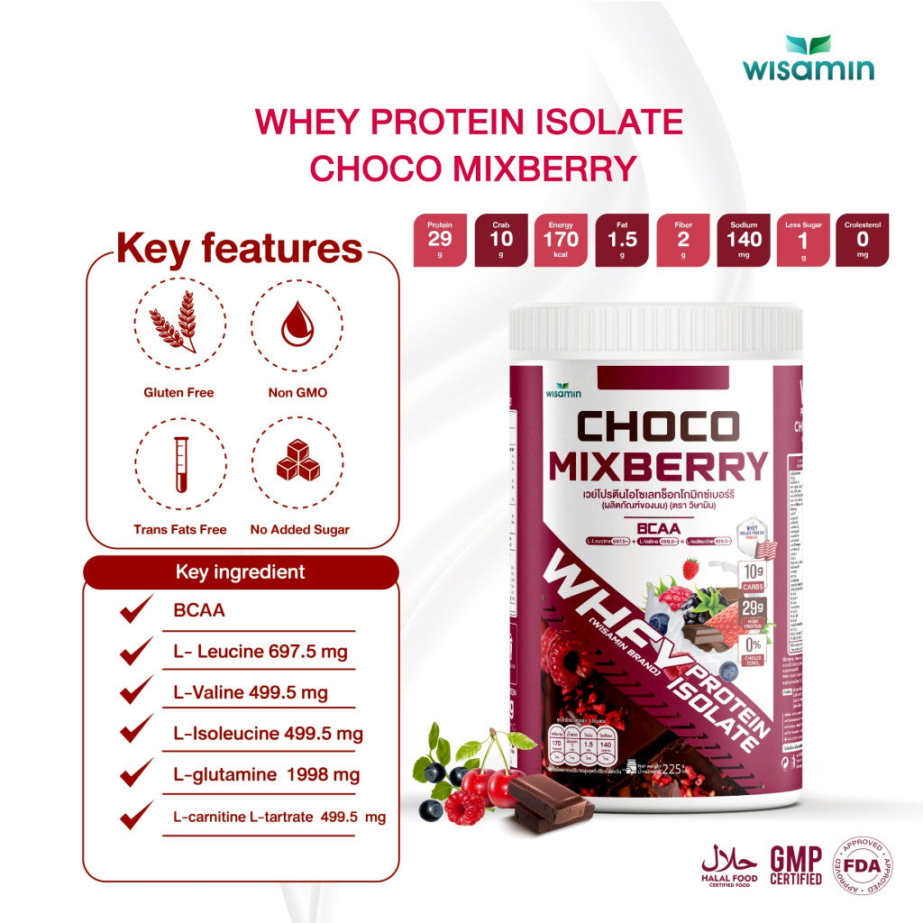 WISAMIN Whey Protein Isolate | 225g per Jar | 11 Flavors | Halal Certified | Non-GMO | Gluten-Free
