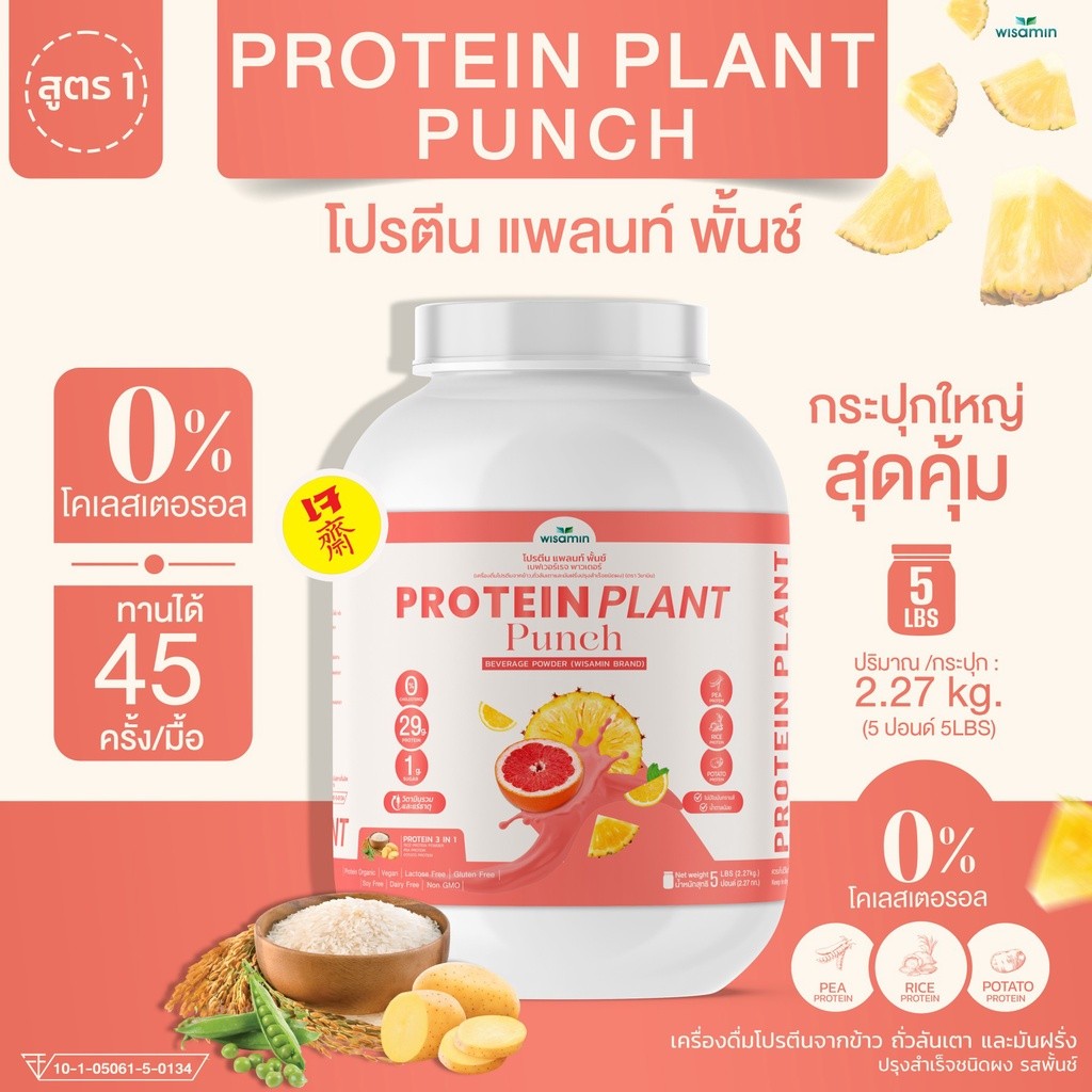 WISAMIN Plant Protein Formula 1 | 2.27 kg (5LB) | 10 Flavors | Organic | Halal | Soy-Free | Non-GMO