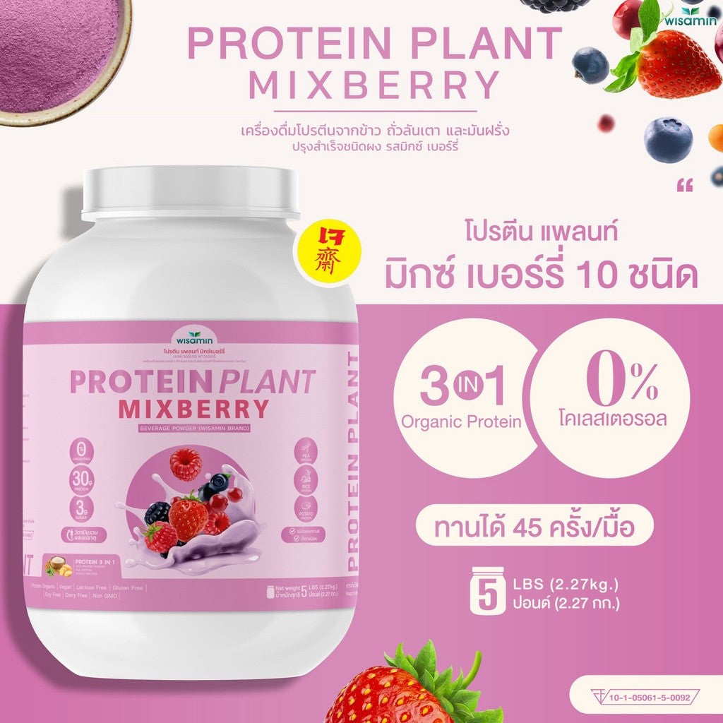 WISAMIN Plant Protein Formula 1 | 2.27 kg (5LB) | 10 Flavors | Organic | Halal | Soy-Free | Non-GMO
