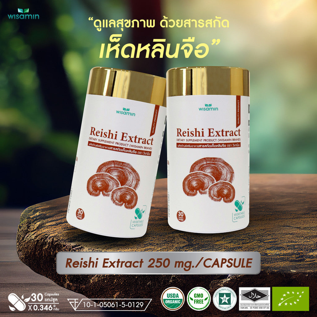 WISAMIN Reishi Mushroom Extract 250mg | Lingzhi Capsule | USDA Organic | Non-GMO | Halal | 30 Capsules
