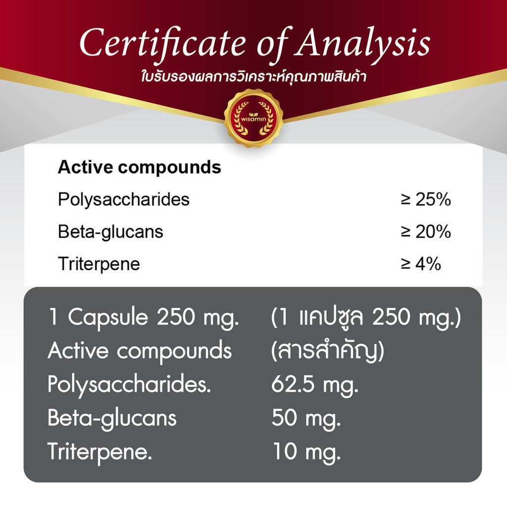 WISAMIN Reishi Mushroom Extract 250mg | Lingzhi Capsule | USDA Organic | Non-GMO | Halal | 30 Capsules