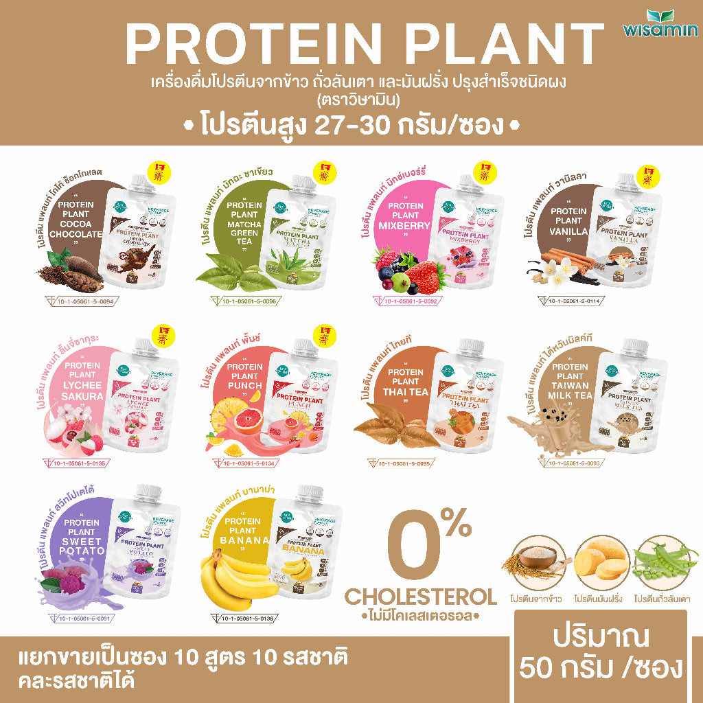 WISAMIN Plant Protein Formula 1 | 50g Ready-to-Mix Sachet | 10 Flavors | Organic | Halal | Soy-Free | Non-GMO