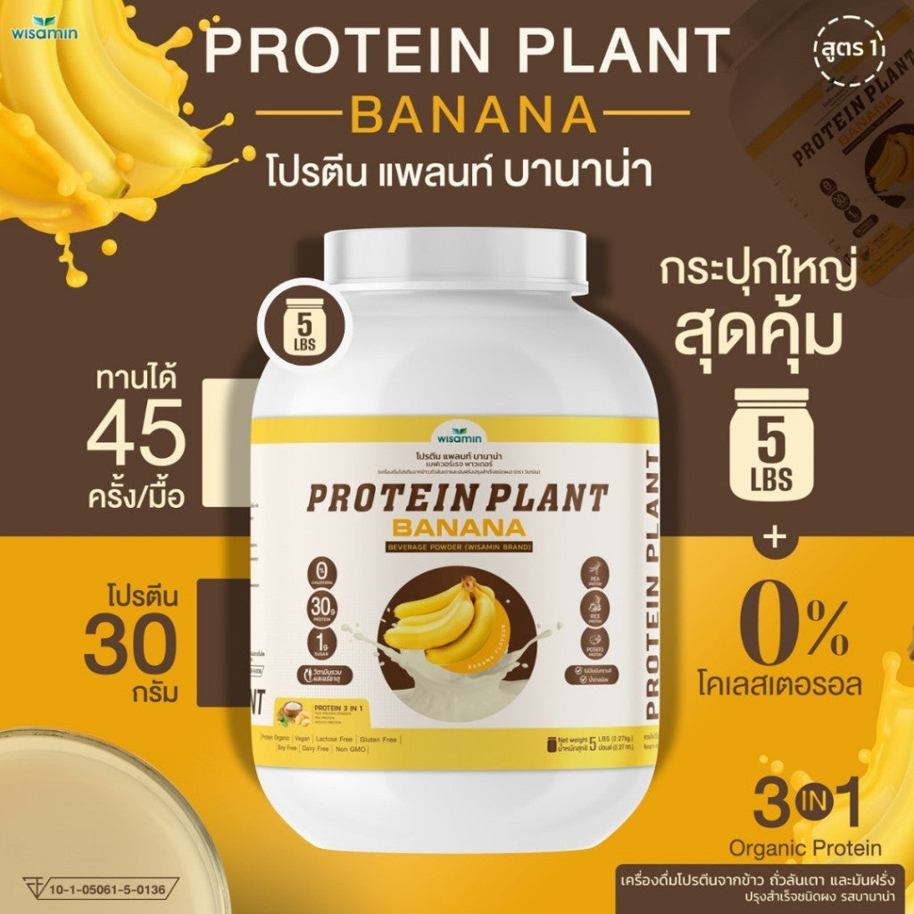 WISAMIN Plant Protein Formula 1 | 2.27 kg (5LB) | 10 Flavors | Organic | Halal | Soy-Free | Non-GMO