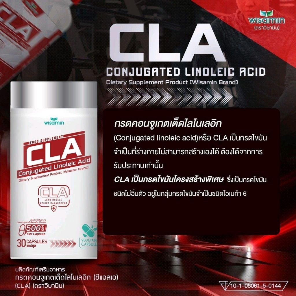 WISAMIN Conjugated Linoleic Acid (CLA) 500 mg per Capsule | Halal Certified | 1 Bottle 30 Capsules