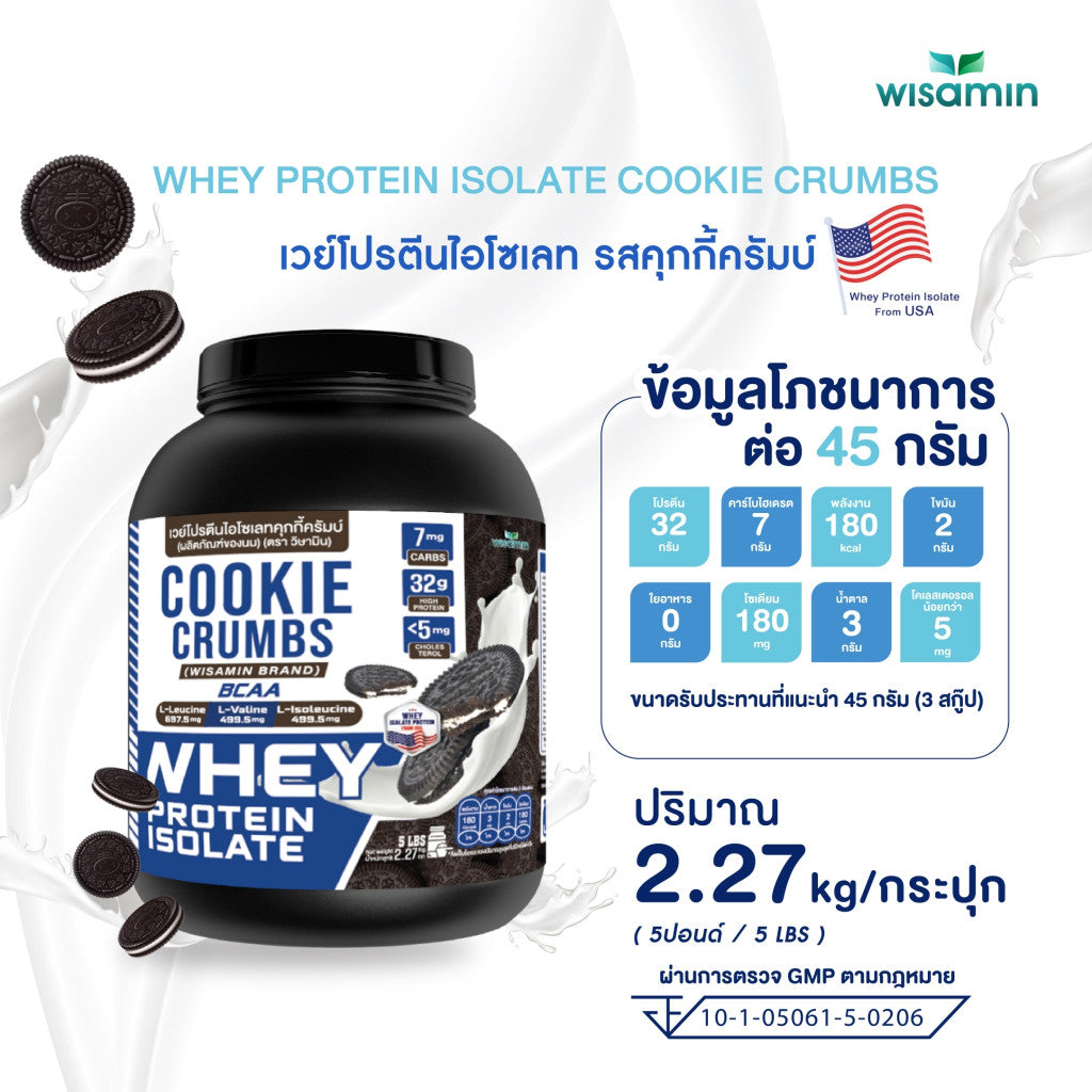 WISAMIN Whey Protein Isolate | 2.27kg (5LB) | 28–32g Protein | 11 Flavors | Halal Certified | No Added Sugar