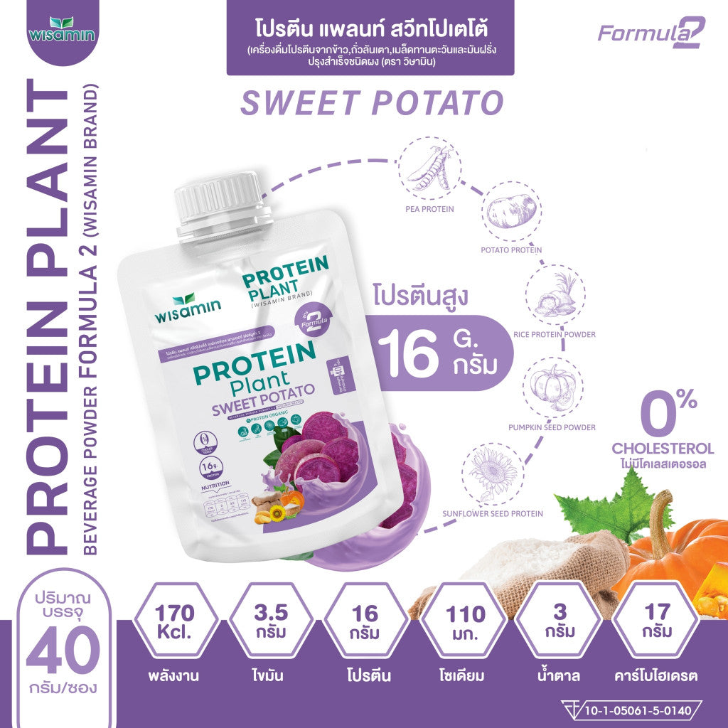 WISAMIN Plant Protein Formula 2 | 40g Ready-to-Mix Sachet | 8 Flavors | Halal Certified | Organic | Soy-Free | Non-GMO
