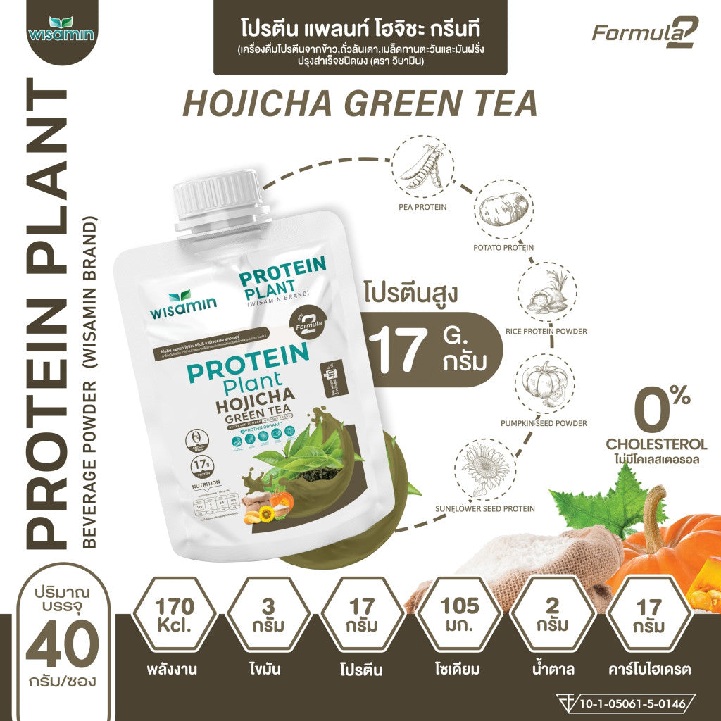 WISAMIN Plant Protein Formula 2 | 40g Ready-to-Mix Sachet | 8 Flavors | Halal Certified | Organic | Soy-Free | Non-GMO