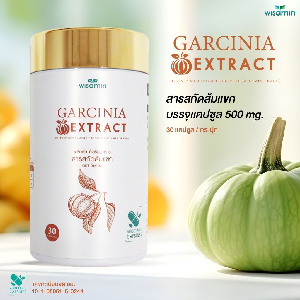 WISAMIN Garcinia Extract 500mg Capsules | Herbal Dietary Supplement | 30 Capsules | Halal Certified