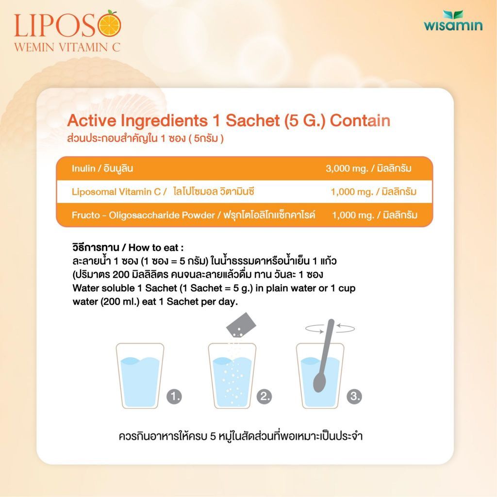 WISAMIN LIPOSO WEMIN Vitamin C | Liposomal 1,000 mg per Sachet | 1 Bag 15 Sachets