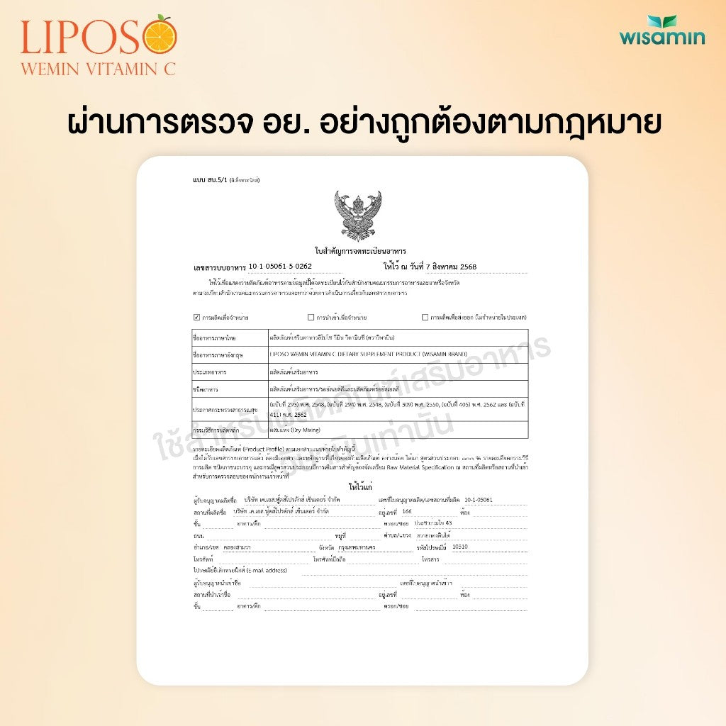 WISAMIN LIPOSO WEMIN Vitamin C | Liposomal 1,000 mg per Sachet | 1 Bag 15 Sachets